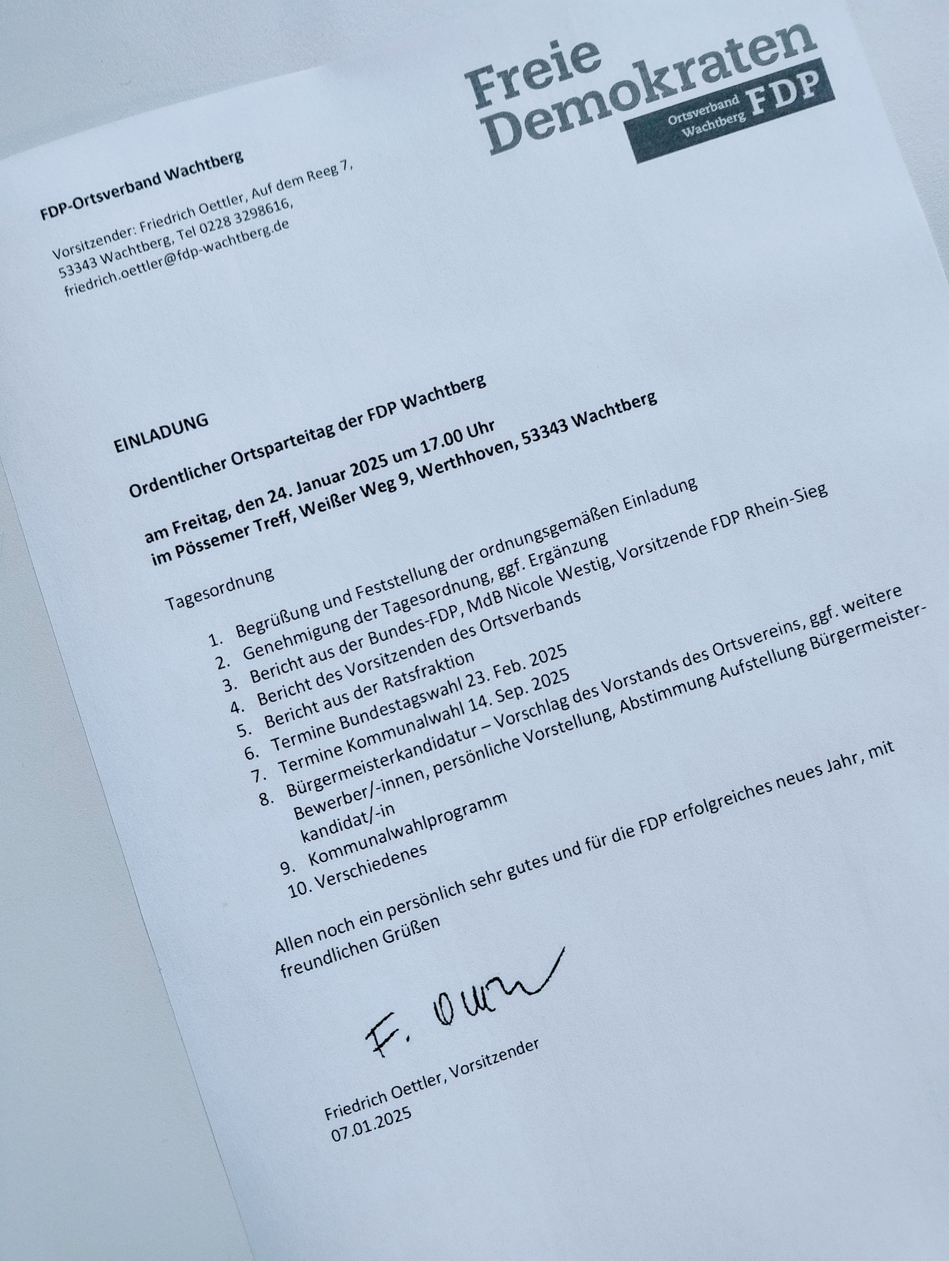 Einladung Ortsparteitag